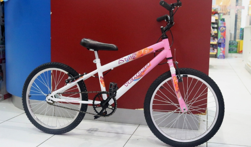 BICICLETA INFANTIL ARO 20 BRAVE BRANCO E ROSA VERDEN BIKES