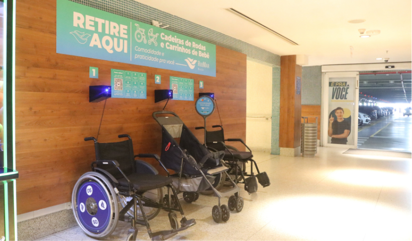 Veja como retirar cadeira de rodas ou carrinho de bebê no RioMar